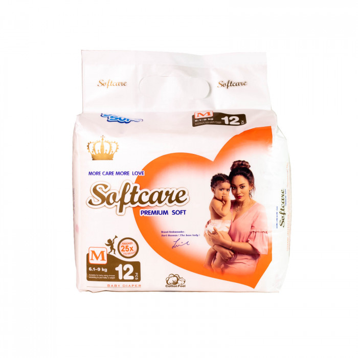 Softcare Baby Diapers Medium 12pc (6-9kg)