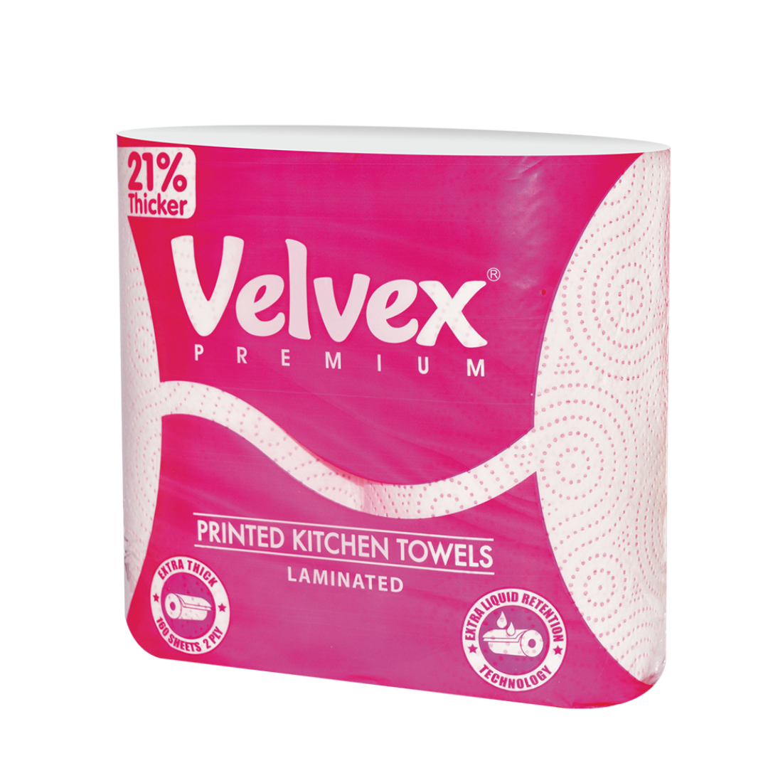 Velvex Premium Pink Kitchen Towels Laminated (Twin Pack)